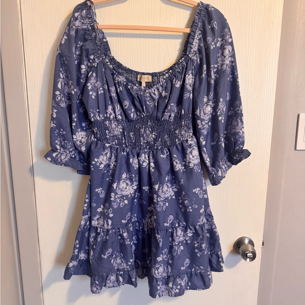 Indulge Blue Floral Mini Dress